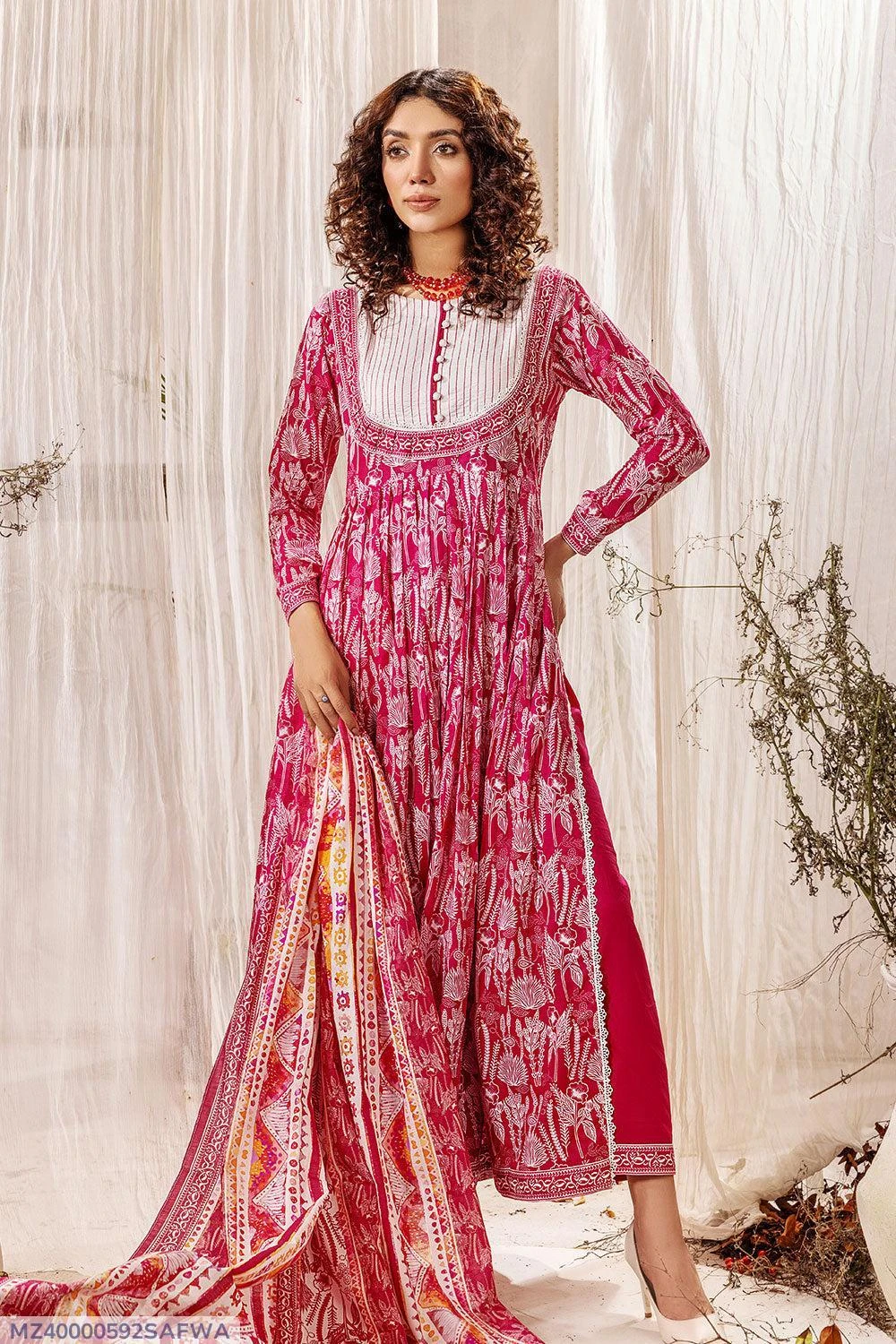 3 Pc Digital Printed Dorla Lawn Unstitched Suit