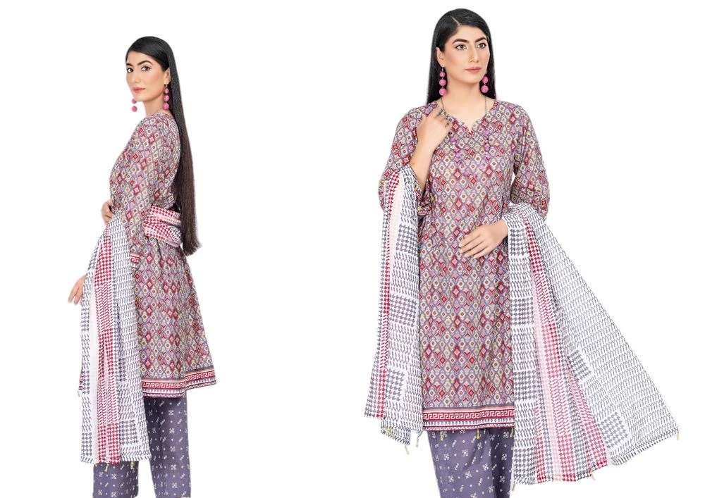 Unstitched 3pc Lawn Suit