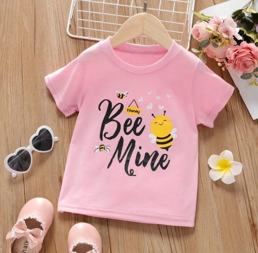 1pc Stitched Cotton Tee Shirt- Honey Bee Mini Graphic Tee Shirt