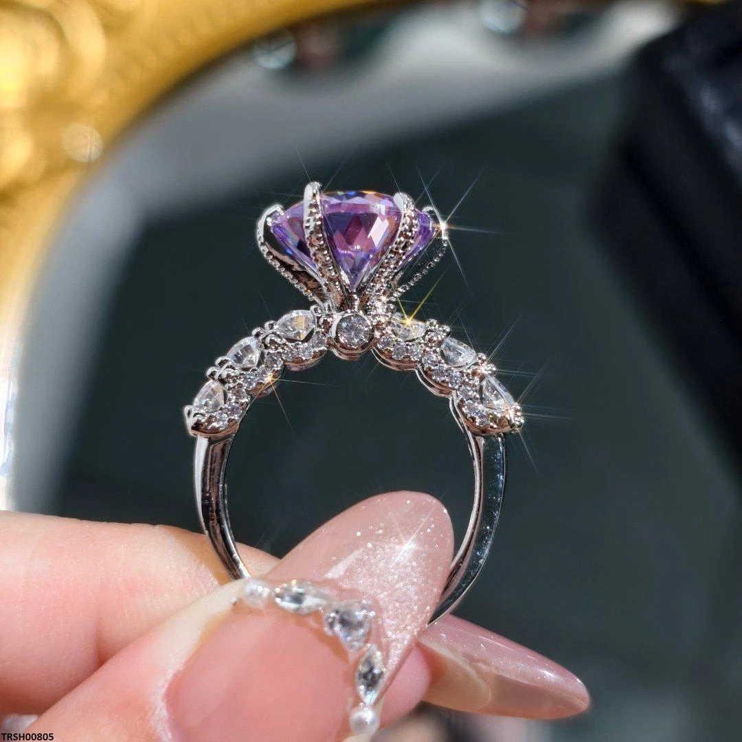 KRL Cathedral Purple Ring Adjustable Silver Plated