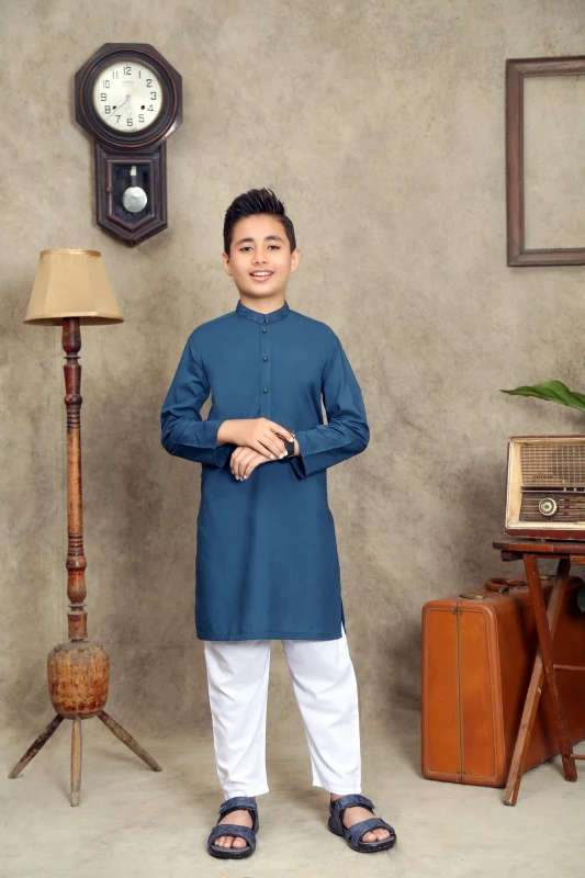 FEROZI BLUE KID'S WASH & WEAR KURTA