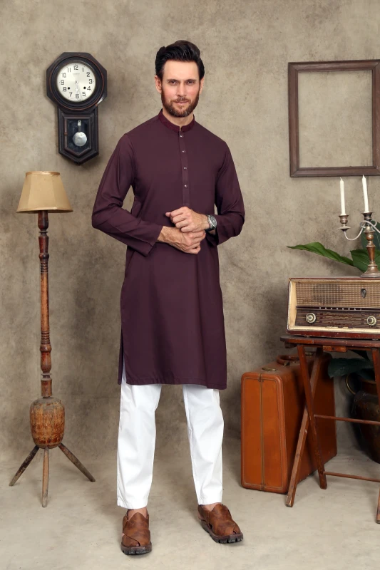 MAROON MEN'S WASH & WEAR KURTA