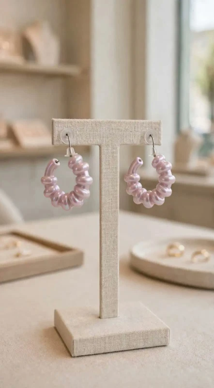 Purple Crystal Beaded Hoop Earrings for Women, Aluminium Plated