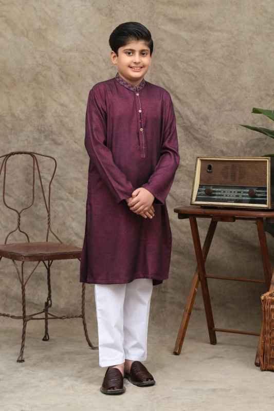 PURPLE KID'S WASH & WEAR KURTA