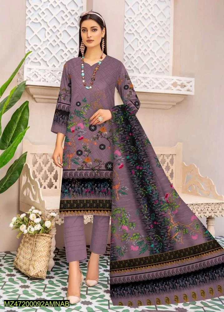 3 Pcs Women's Unstitched Marina Printed Suit