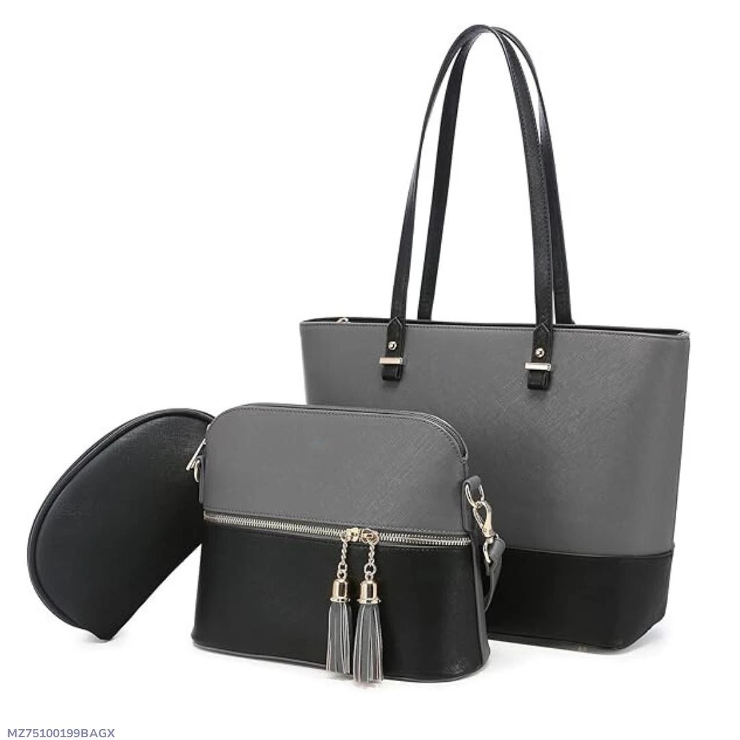 BagX- Grace black color base PU Leather Tote bag