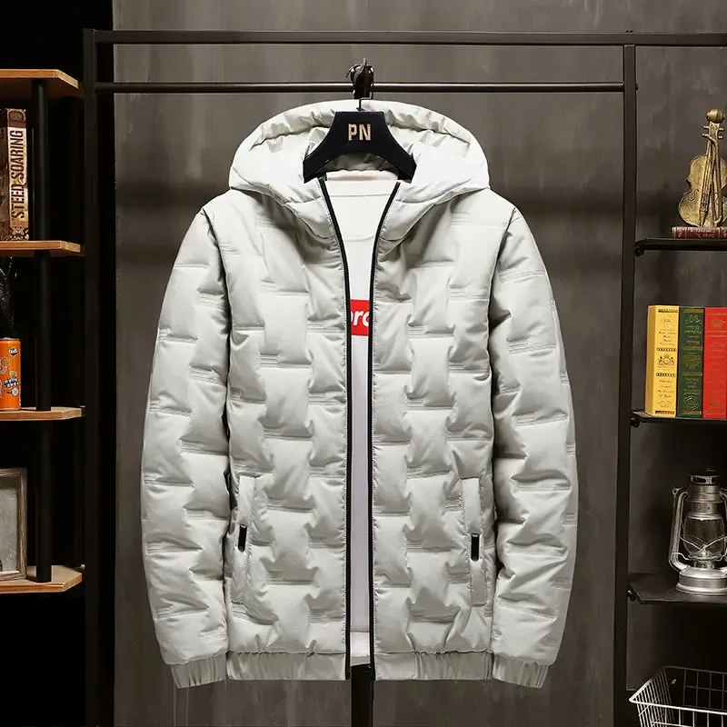 Men's Black Hooded Cotton Puffer Jacket – Winter Warmth in a Modern Korean Cut