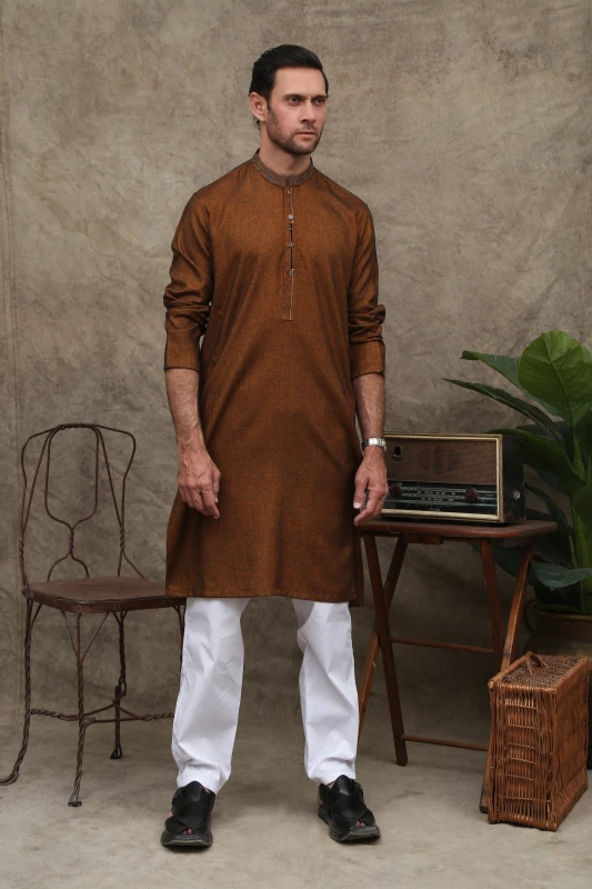 RUSTIC COPPER MEN'S WASH & WEAR KURTA