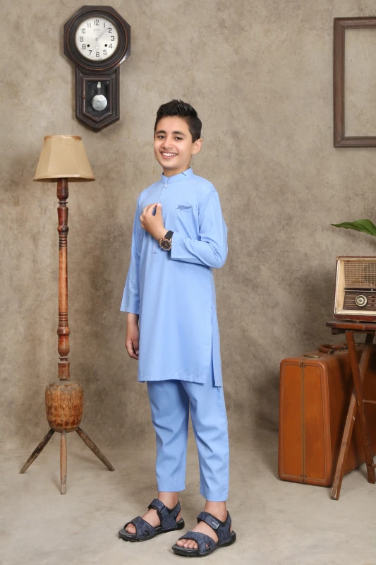 LIGHT BLUE KID'S WASH & WEAR SHALWAR KAMEEZ