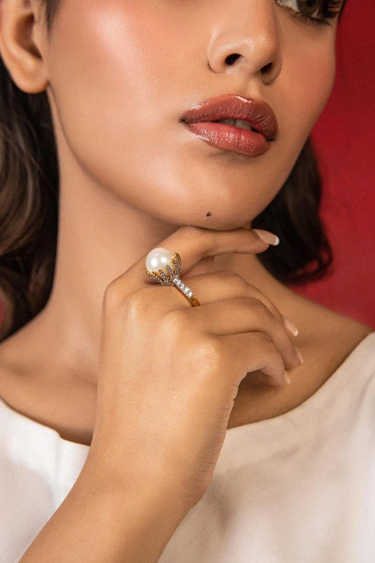 JRG-032/R2-Pearl White Ring for Women