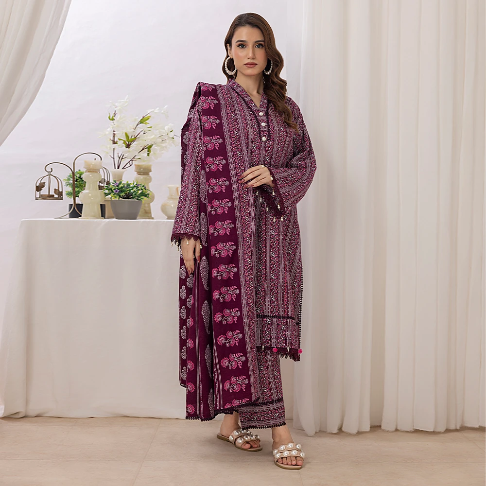 3 Piece Khaddar Unstitched Suit Allover Same Print