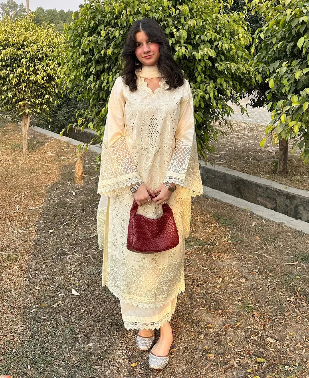Butter Beige Embroidered Lawn Suit for Women – 3 Pcs