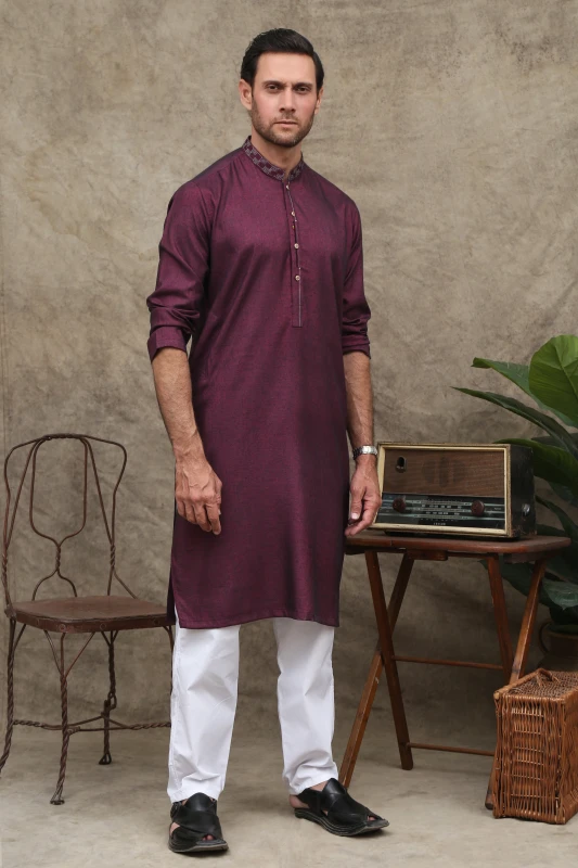 PURPLE MEN'S WASH & WEAR KURTA