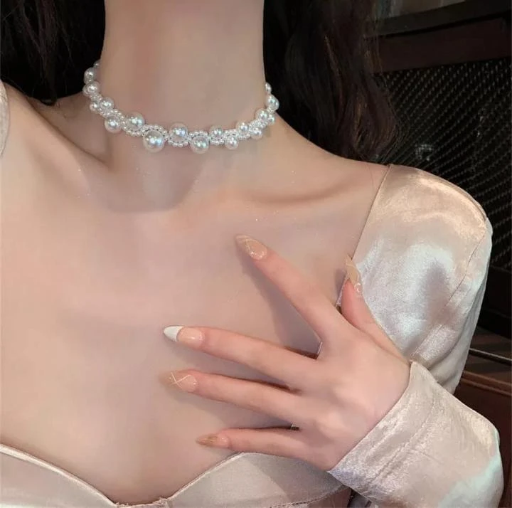 Funky Antique Platted Pearl Choker