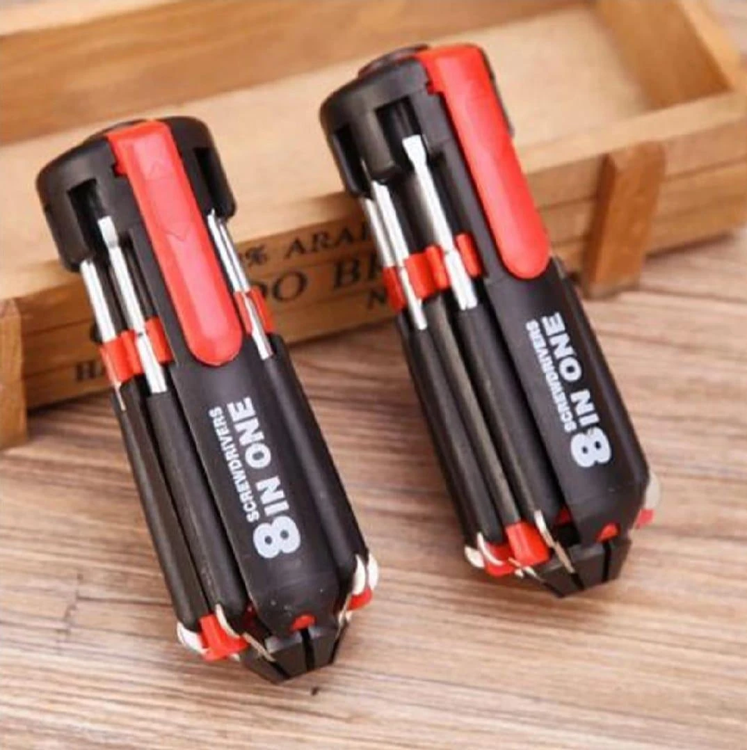 Stainless Steel Screwdriver Set 8Pcs Black Red Portable