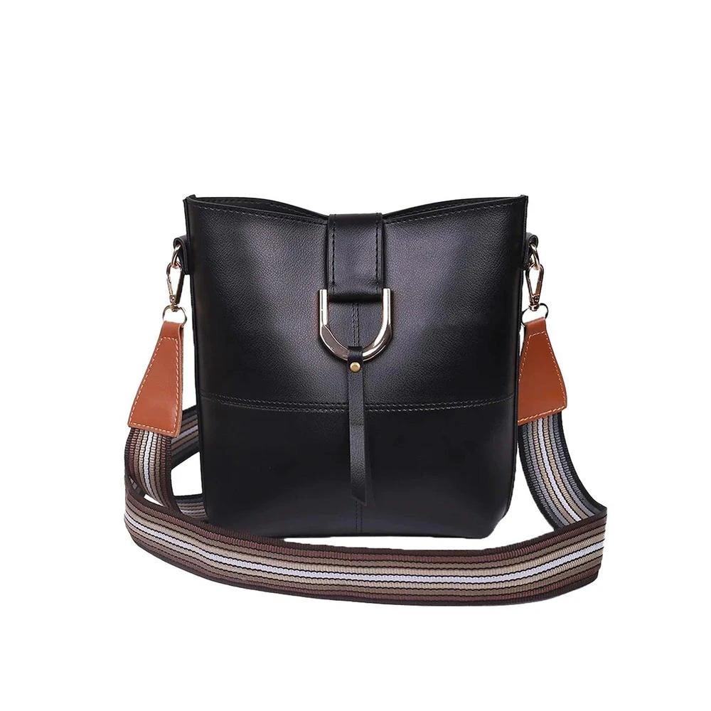 Women's Pu Leather Bob Black Crossbody Bag