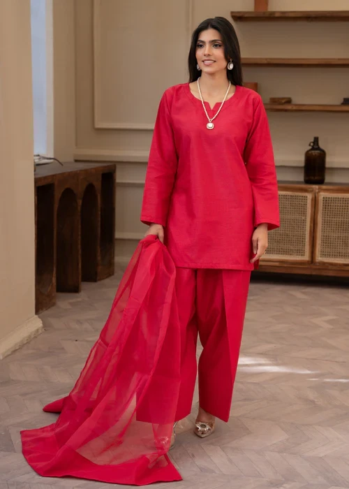 Farshi Shalwar 001 – Shocking Pink 3-Piece Kurta Set