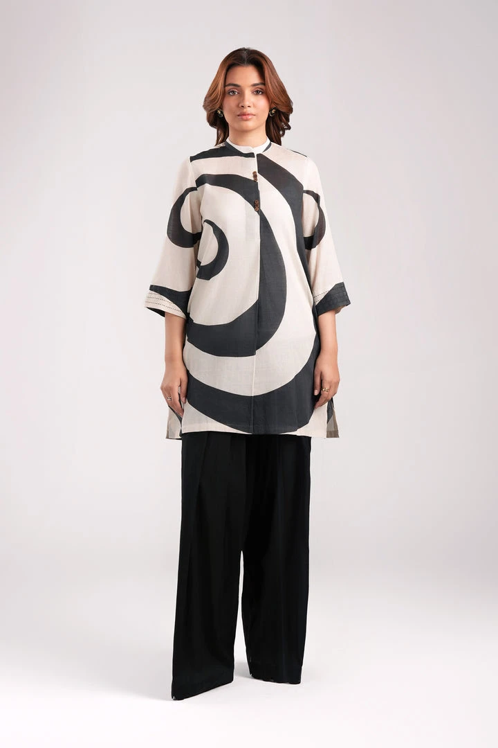Maria B. Printed Slub Lawn Shirt | MB-CS25-204