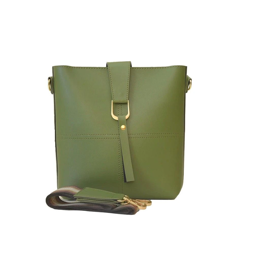 Women's Pu Leather Bob Army Green Crossbody Bag