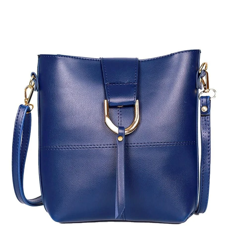 Women's Pu Leather Bob Blue Crossbody Bag