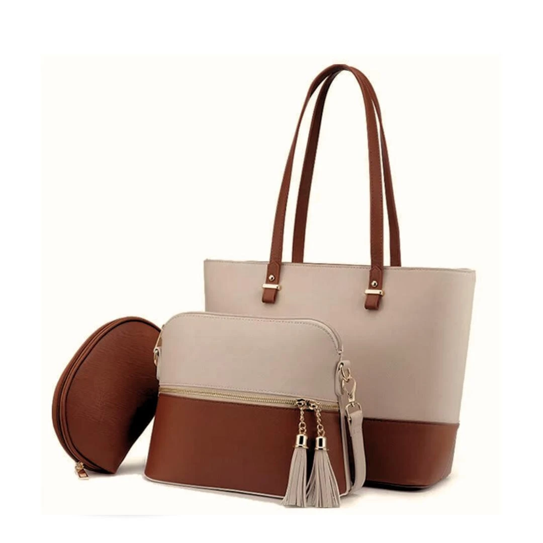 BagX- Grace brown color base PU Leather Tote bag