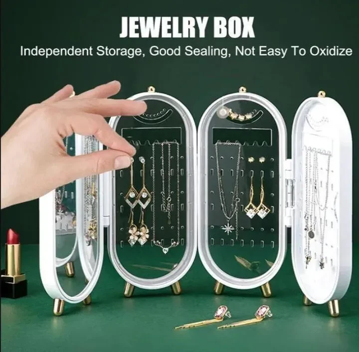 Jewelry Box Green Transparent Organizer for Earrings & Bangles