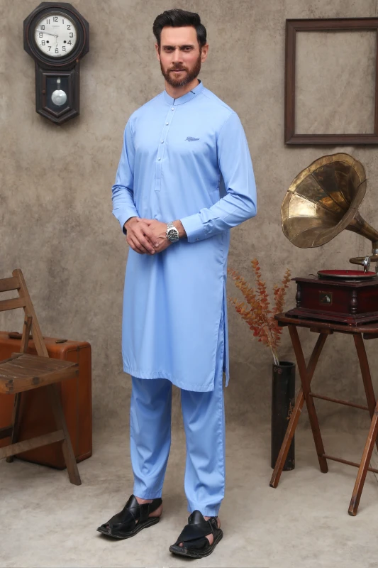 LIGHT BLUE MEN'S WASH & WEAR SHALWAR KAMEEZ