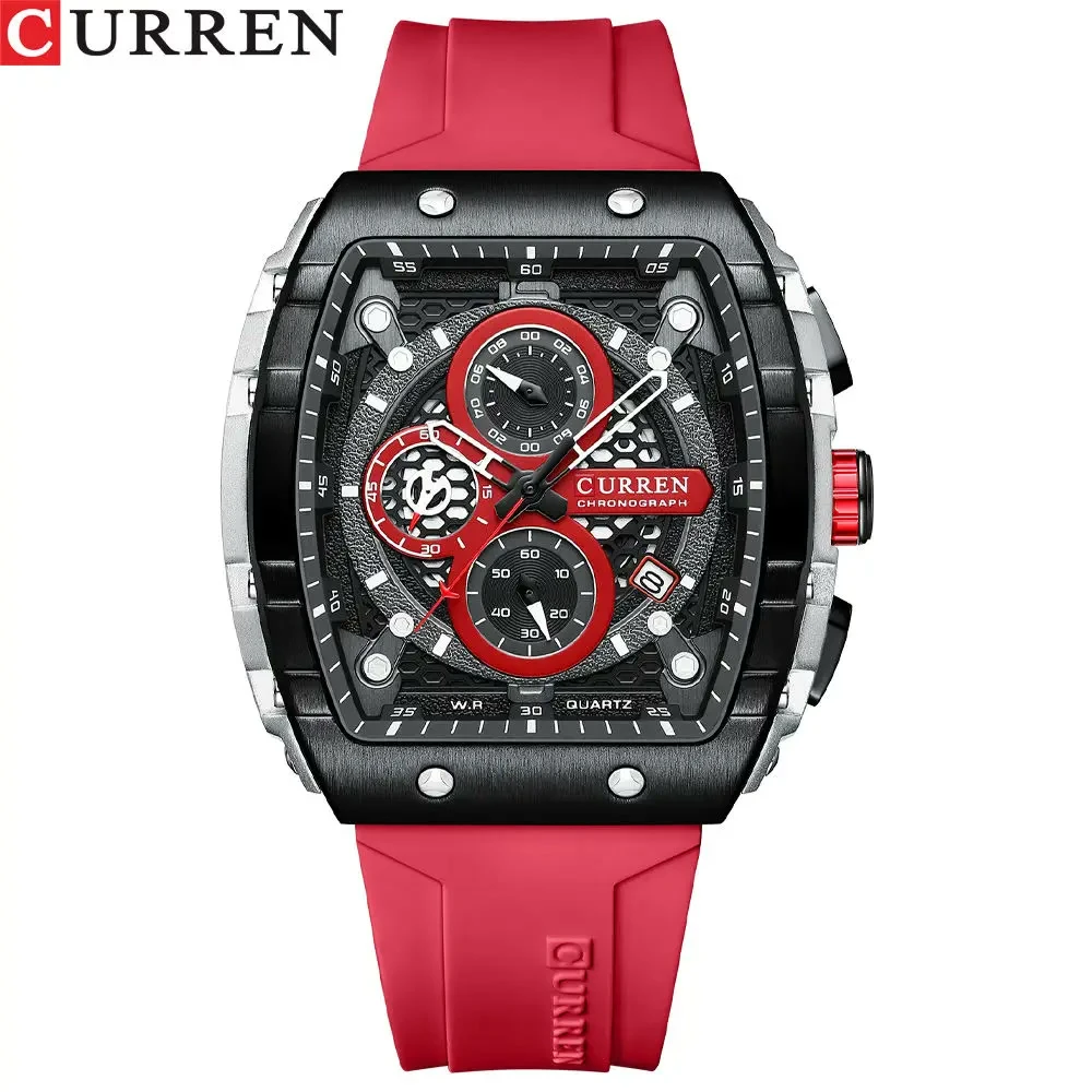 Men's Luxury Waterproof Quartz Square Wrist Watch – Bold Dial, Silicone Strap