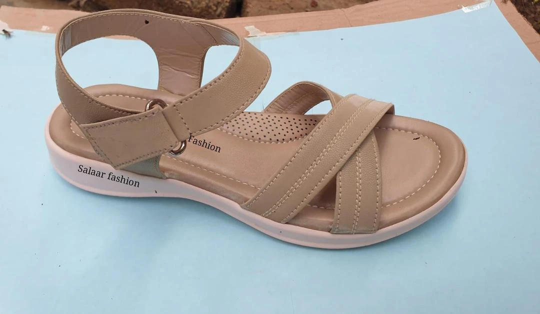 Women's Beige PU Leather Casual Sandals