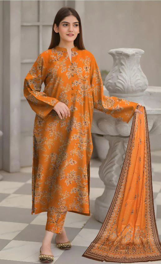 3 Pcs Womens's Unstitched Lawn Printed Suit