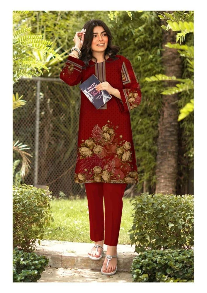 2 Pcs Women's Unstitched Linen Printed Suit