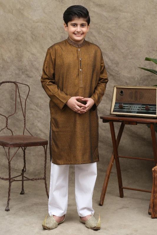 RUSTIC COPPER KID'S WASH & WEAR KURTA