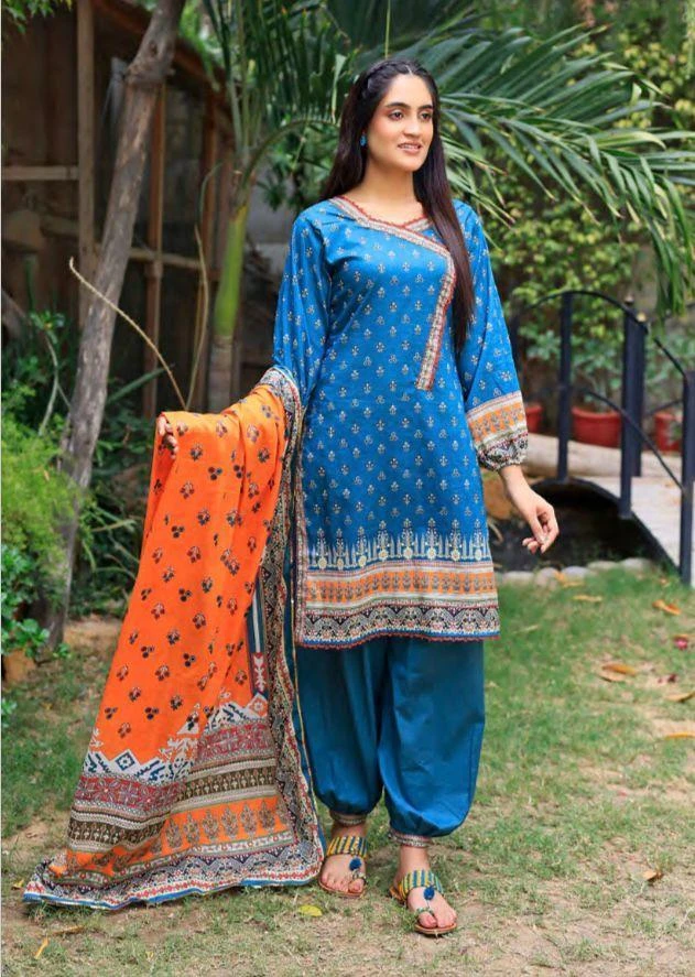 3 Pcs Womens's Unstitched Lawn Printed Suit