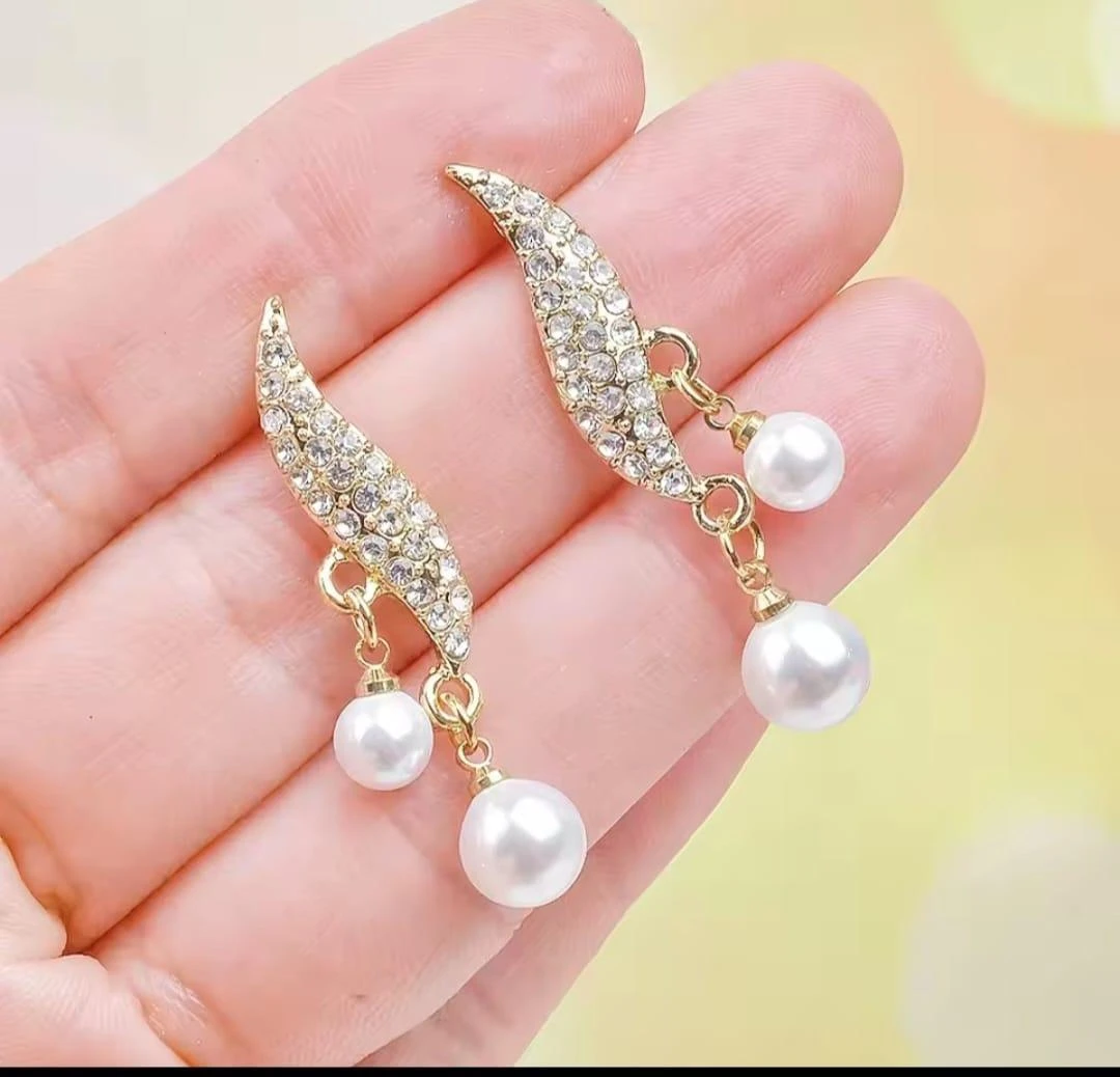 Stylish Charms Hanging Earrings with pearl Stone