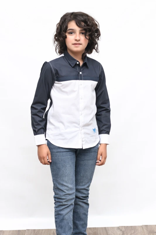 KID'S WHITE BLUE CASUAL SHIRT