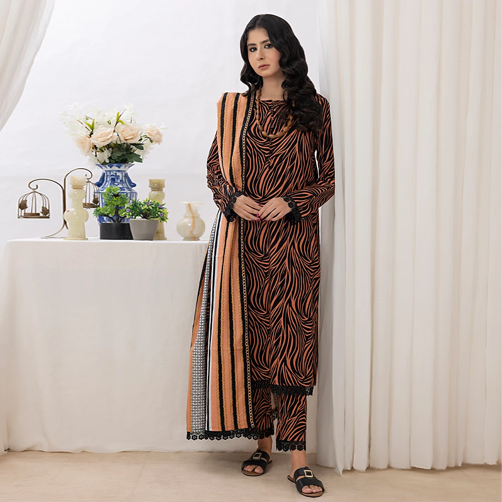 3 Piece Khaddar Unstitched Suit Allover Same Print