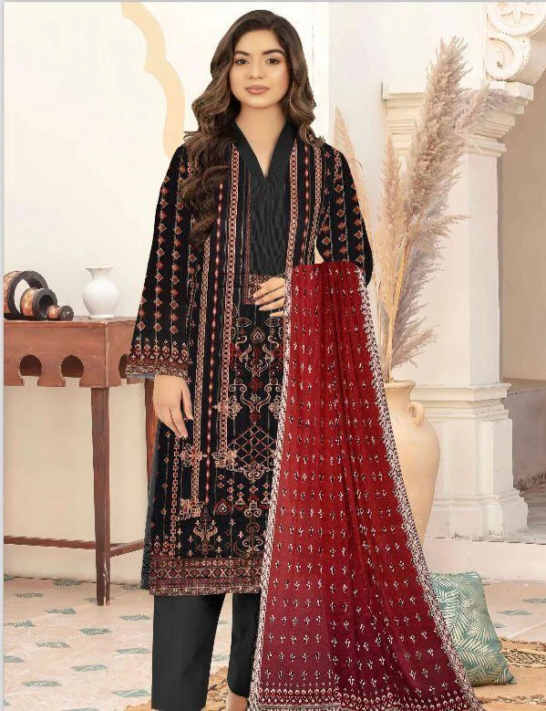 3 Pcs Womens's Unstitched Lawn Printed Suit