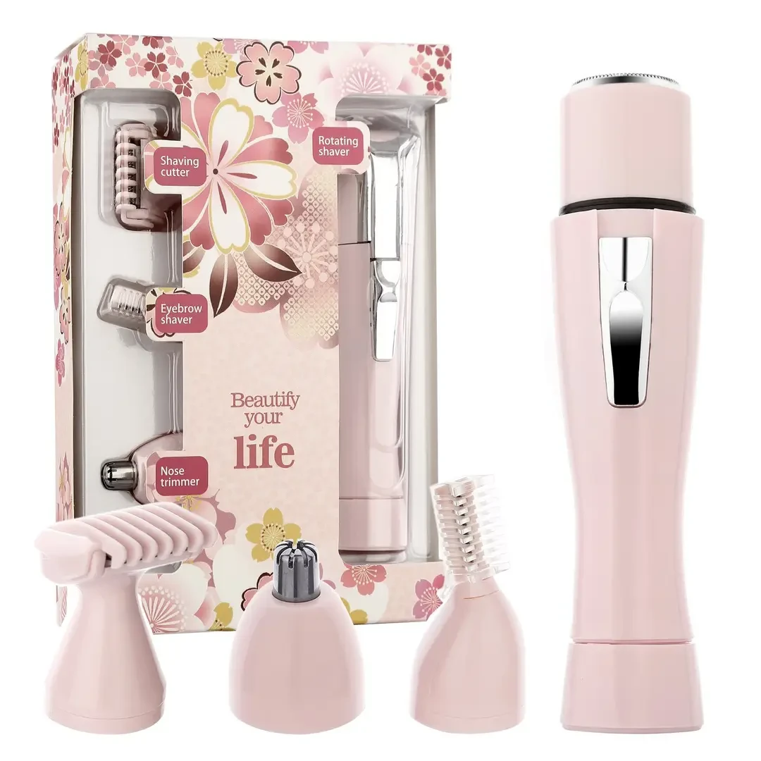 4-in-1 Women's Hair Removal & Eyebrow Trimmer – Pink