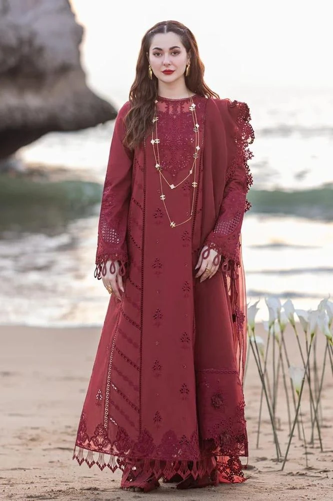 Maroon Chinkari Embroided Lawn Suit