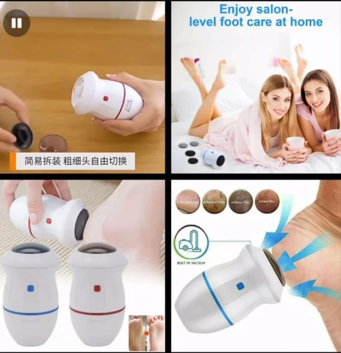 Electric Foot Grinder White Blue Cordless ABS