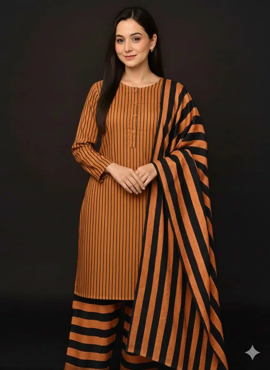 Women's Unstitched 3-Piece Printed Sussi Marina Suit – Orange