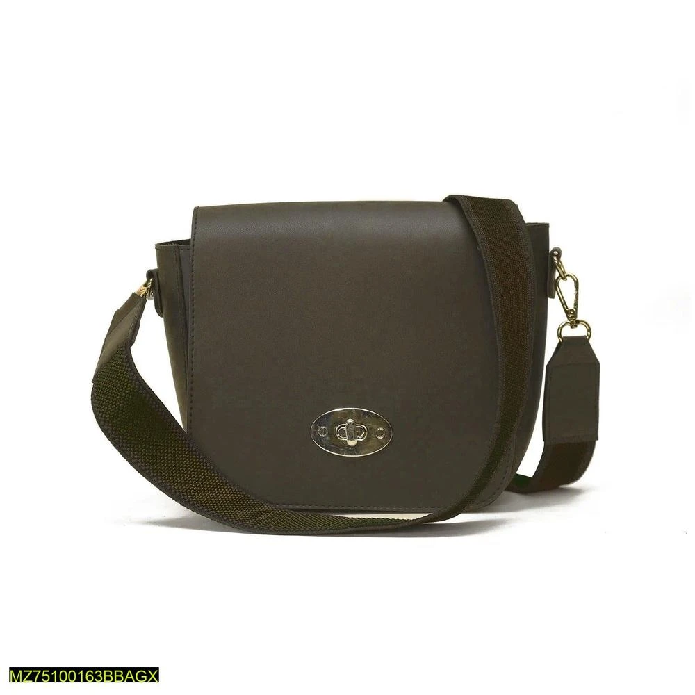 Pu Leather X side Black Crossbody Bag