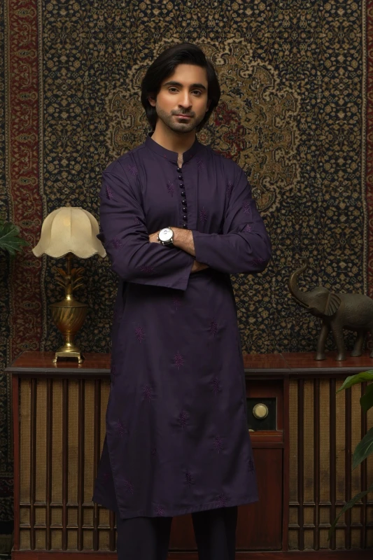 PURPLE CHICKEN MEN'S WASH & WEAR SHALWAR KAMEEZ