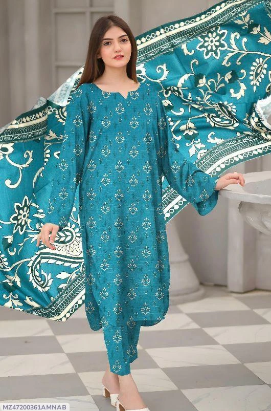 3 Pcs Womens's Unstitched Lawn Printed Suit