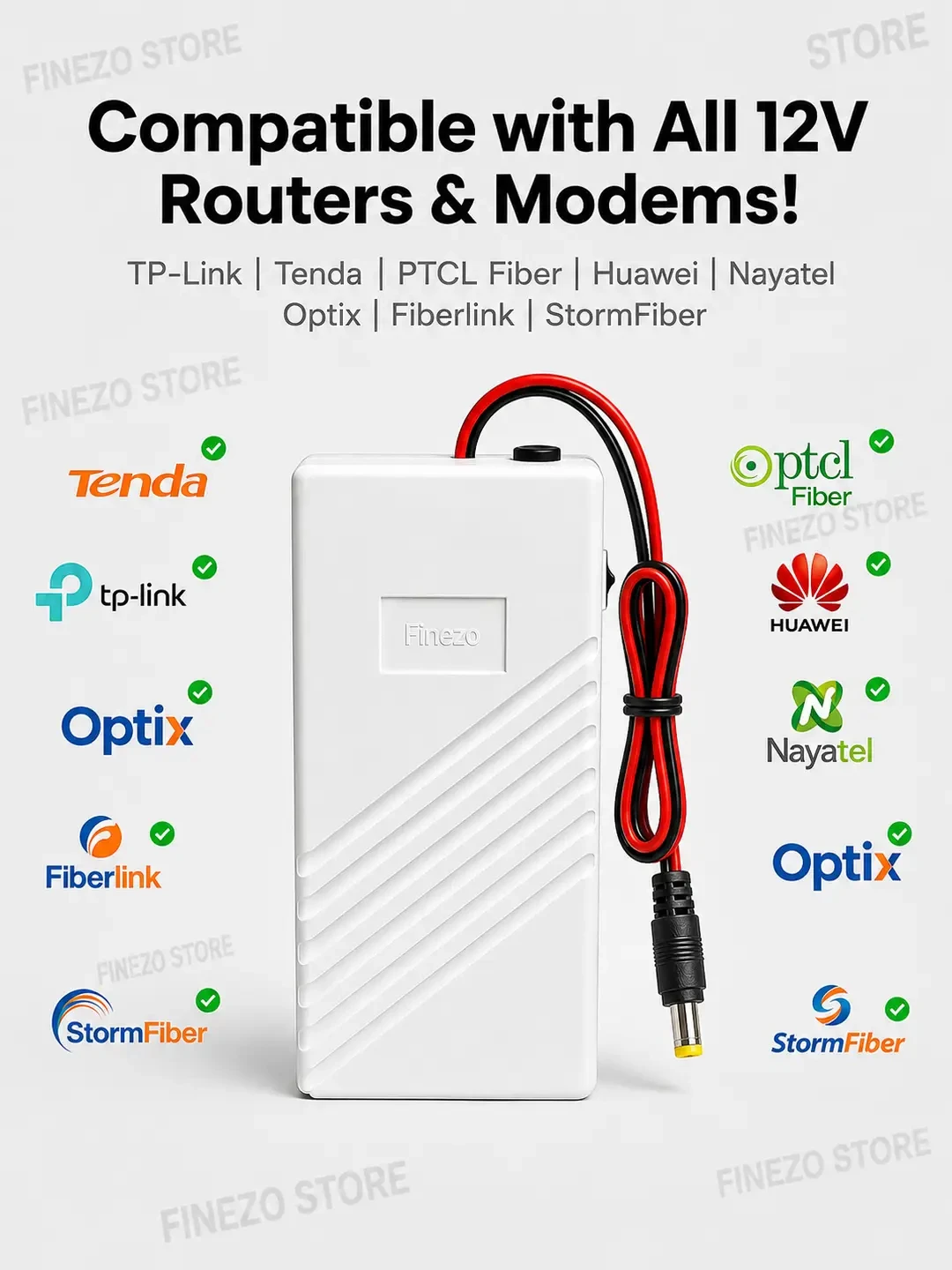 Finezo WiFi Router Power Bank 12V 12000mAh Mini UPS