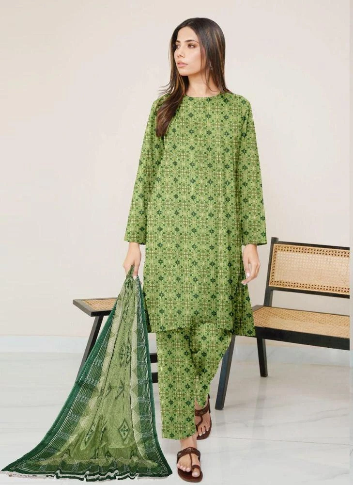 3 Pcs Womens's Unstitched Lawn Printed Suit